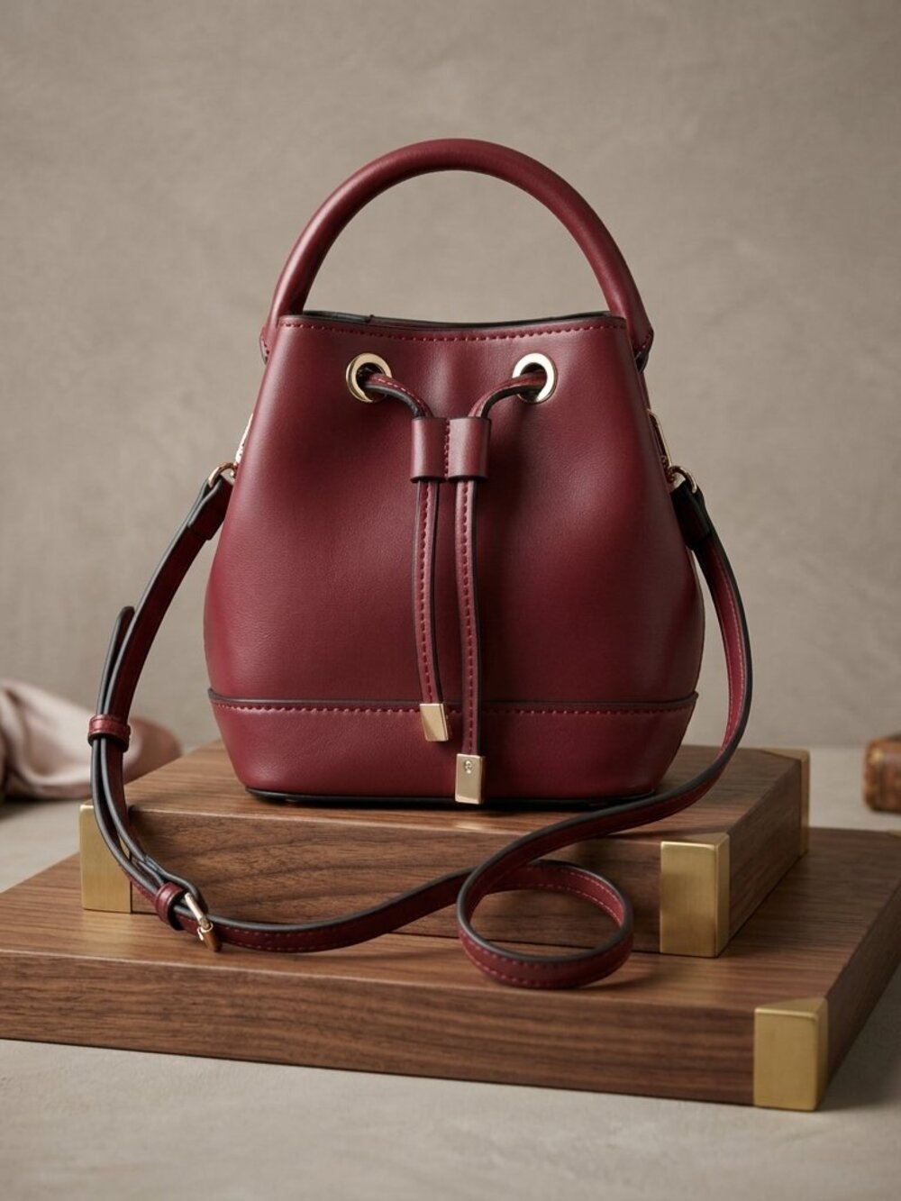 Forever 21 Burgundy Mini Bucket Bag